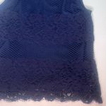 Loft Lace Overlay Scalloped Hem Sleeveless Lined Navy Blue Top Blouse Size XXSP Photo 7