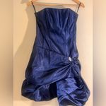 Jessica McClintock VTG  80s  Satin Blue Strapless Bubble Mini Dress Sz 5 Photo 3