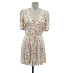 Reformation  Floral Print Button Front Mini Dress Cream Pink Size‎ 4 *Flawed Photo 2