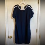 Banana Republic  New Navy Blue Dress with White Accent Short Sleeve Mini Dress Photo 1