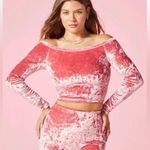 YITTY  Plusshy Shaping Top Pink Velour Velvet Crop Top Long Sleeve 1X Barbie Photo 0
