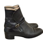 Tanino Crisci Black Leather Ankle Boots Size 37.5 Buckle Strap Made in Italy Photo 0