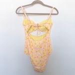 No Boundaries  Womens One Piece Swimsuit Size M‎ Yellow Pink Cutout Y2K Coquette Photo 4