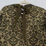 Fendi  Wool Blend Knit Sweater Brocade Damask Dress Metallic Gold Brown Photo 5