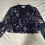 Urban Outfitters  Navy Floral Crop Blouse EUC Sz M Photo 0