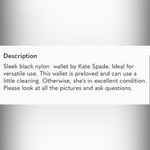 Kate Spade  Vintage Iconic Black Nylon Billfold Wallet Photo 4