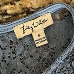 Lilly White Lace Crochet Overlay 3/4 Sleeve Blouse Womens Blue Sheer Boho S Photo 6