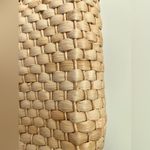 Woven Corn Husk Bag with Beaded‎ Embroidery Flowers and Leather Handle Gold Photo 10