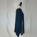 Johnny Was  JW Los Angeles Embroidered Floral Tunic Dress Blue Striped XL Boho Photo 3