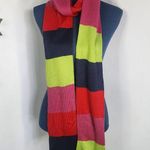 Long Colorblock Sweater Scarf with Crest Emblem Pink Photo 1