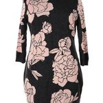 Calvin Klein  Dark Grey Pink Roses Floral Sweater Dress Women’s Size XL Stretchy Photo 2