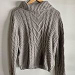 Jun & Ivy  boutique gray chunky cable knit turtleneck sweater Photo 6