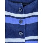 John Galt  Striped Button Front Cropped Sweater — Navy Blue Purple White — One Si Photo 4