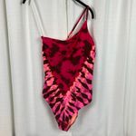 Aerie  Pink Tie Dye One Shoulder Full Coverage One Piece Swimsuit Sz.L Long NWT Photo 3