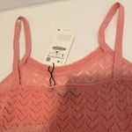 ZARA Pointelle Wool Alpaca Knit Sheer Crop Tank Top Pink Large NEW Photo 8