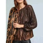 Anthropologie NWT Amadi Merry Metallic Lure Bronze Party Cocktail Blouse Photo 0