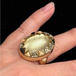 House of Harlow Statement Cocktail Ring gold tone and pale yellow stone, size 7 Photo 1