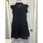 Umgee USA Women’s Johnny Collar Split Neck Black Ruffle Sleeve Dress Size Medium Photo 1