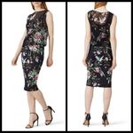 💕FUZZI💕 Navy Floral Sheath Dress 100% Viscose Crepe Large Photo 1