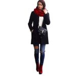 Vince Camuto Red Scarf Wrap Geometric Print Fringe Hem Soft Warm Classic Preppy Photo 5