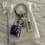 Coach New  63985 F63985 KeyChain Key Fob‎ Ring Purple Lock And Key Charm SHW Photo 3