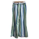 Indigo Rein Linen Blend Striped Side Slit Waist Tie Wide Leg Pant Small Resort Photo 4