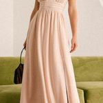 Rihoas Apricot V Neck Ruched Wrap Maxi Dress Pink Size M Photo 3