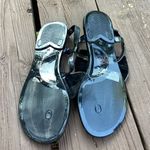 Bamboo  Rhinestone Bow Black Thong Ankle Strap Sandals, Sparkly Jewel Bling‎ Photo 2