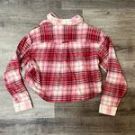 American Eagle  Cozy Cropped Flannel in Pink Photo 3