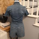 frame denim FRAME Pleated Coverall Stretch Denim Romper Maxson Wash Button Front Playsuit XS Photo 5