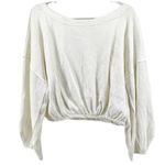 Free People We The Free Cuddle Bubble Blouse Crop Pointelle Raw Edge White M Photo 1