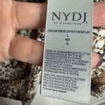 NYDJ Snake Print Blouse Long Sleeves Pleated Front Large Black Brown Casual Photo 4