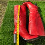 Free People Grayson Vibrant Red Heeled Nnee- High Boots Size 37 or 6.5-7 Photo 2