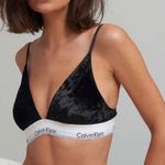 Calvin Klein  Black Velvet Triangle Bralette Size Medium Photo 0