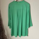 St. John  sport vintage silk stretch green button blouse Photo 8