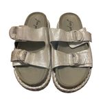 Free People  Silver Panama Leather Platform Sandal 38 (8) Boho Buckle Photo 8