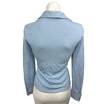 ZARA  Blue Metallic Ruched Keyhole V-neck Collar Long Sleeve Blouse Top Size XS Photo 1
