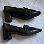 Clarks  Women’s “Tealie” Dark Navy/Black Leather Heeled Loafers Photo 2