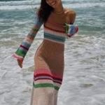 VRG GRL Verge Girl Work of Art Crochet Maxi Dress Multi size AU 8 US 4 Small Tan Photo 5