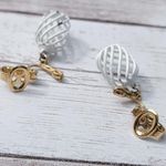 Trifari Vintage  Clip On Earrings Off White Dangle - Paint Chipping Photo 6