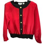 Vintage Andrea Gayle Two Piece Red & Black Dotted Skirt Set Size 16 Photo 3