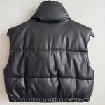 ZARA Faux Leather Cropped Puffer Vest in Black Size XS Photo 7