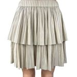 Berenice Cream White Elastic Waist Pleated Layered Tiered A Photo 0
