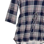 Bobbie Brooks Women Shirt Dress 3X Navy Plaid Drawstring Waist Cozy Preppy Chic Blue Photo 4