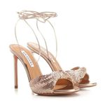 AQUAZZURA Metal Twist 105 Sandal in Satin Gold 36 Womens High Heels Size 5 Photo 0