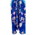 Rococo Sand Floral Print 100% Silk Tassel Sleeveless Asymmetrical Maxi Dress XS Blue Photo 9