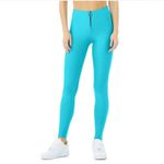 Alo Yoga  High Waist Fast Legging Bright Aqua Zip Front Leggings Size Medium Photo 2