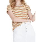 Madewell Whisper Cotton Stripe Crewneck Tee Crop Feather Blue Castaway Stripe M Photo 0