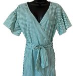 VELVET BY GRAHAM & SPENCER JAYEL COTTON STRIPE WRAP DRESS Green Size M Photo 2