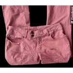 Vintage 90's Taunt Pants Size 7 Peach Low Rise Wide Leg Embroidered Hipp… Photo 5